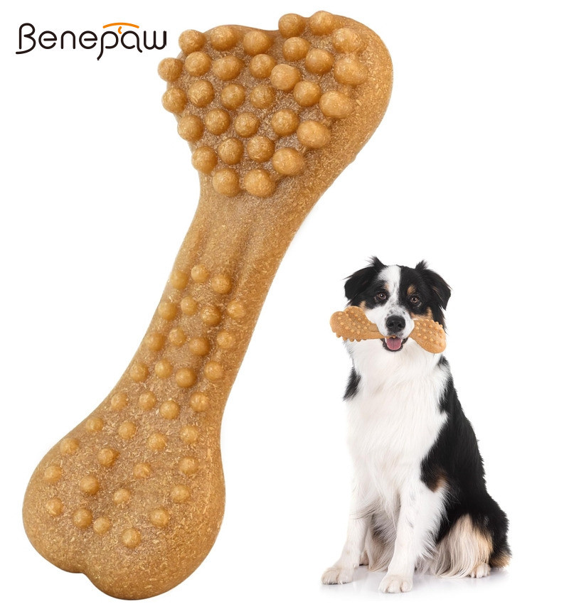 ​​Benepaw ทนทานสุนัข Chew ของเล่นกระดูก TPR กัดทนสําหรับ Aggressive Chewers ทุกขนาดทําความสะอาดฟันความวิตกกังวลบรรเทา Interactive Play Fitch ลูกสุนัขผู้ใหญ่​​