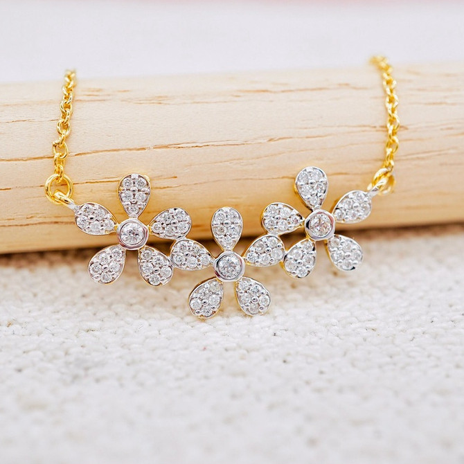 [ พร้อมส่ง ] สร้อยคอพร้อมจี้เพชรแท้น้ำ100  ทองคำแท้9K (ทอง37.5%) เพชรเบลเยี่ยมแท้ ขายได้ [9KPN185]