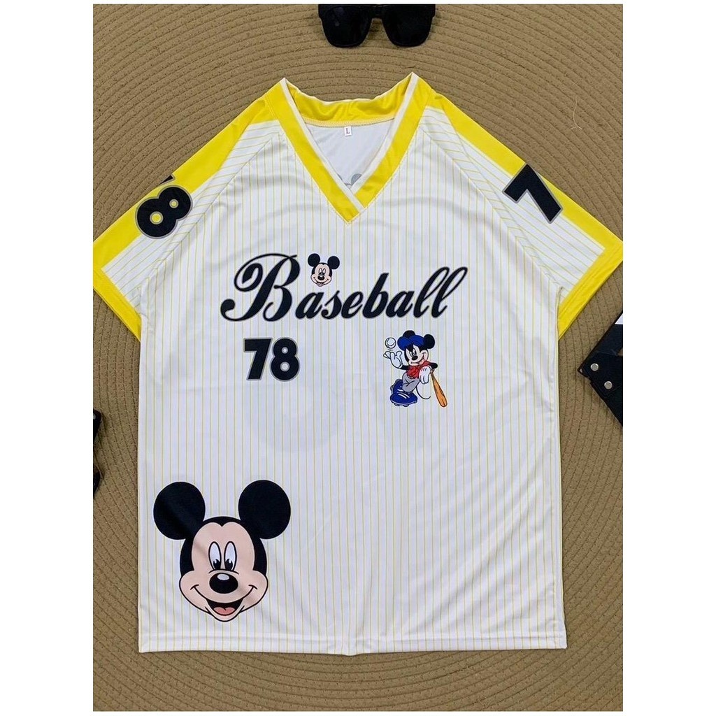 ( M2 ) เสื้อกีฬา Baseball 78 ลายริ้ว มิ้กกี้ 4 สี