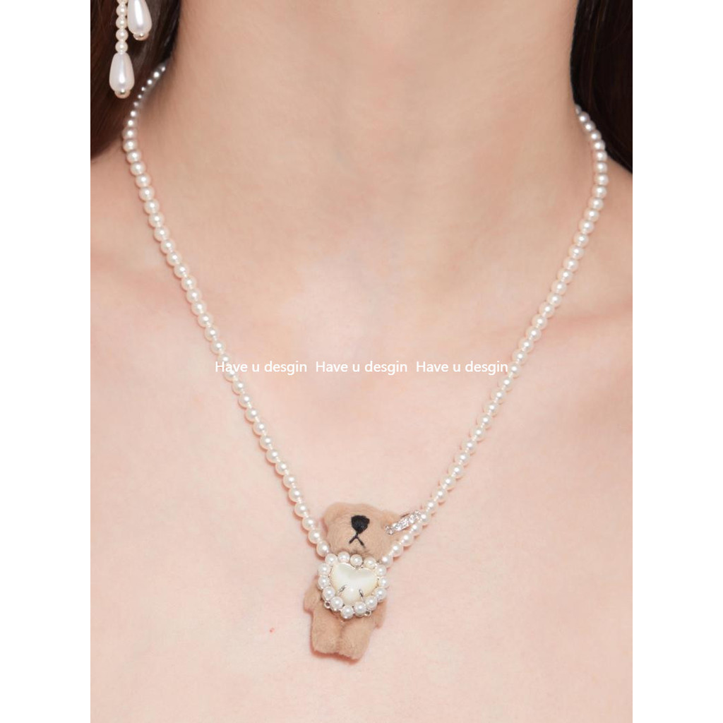Have u desgin 2024 Paradise Series Love Mother-Of-Pearl ตุ๊กตาหมีสร้อยคอผู้หญิงหรูหรา Niche ราคา ถูกที่สุด ดีลบีเคเค แกลเลอรีภาพที่ 5