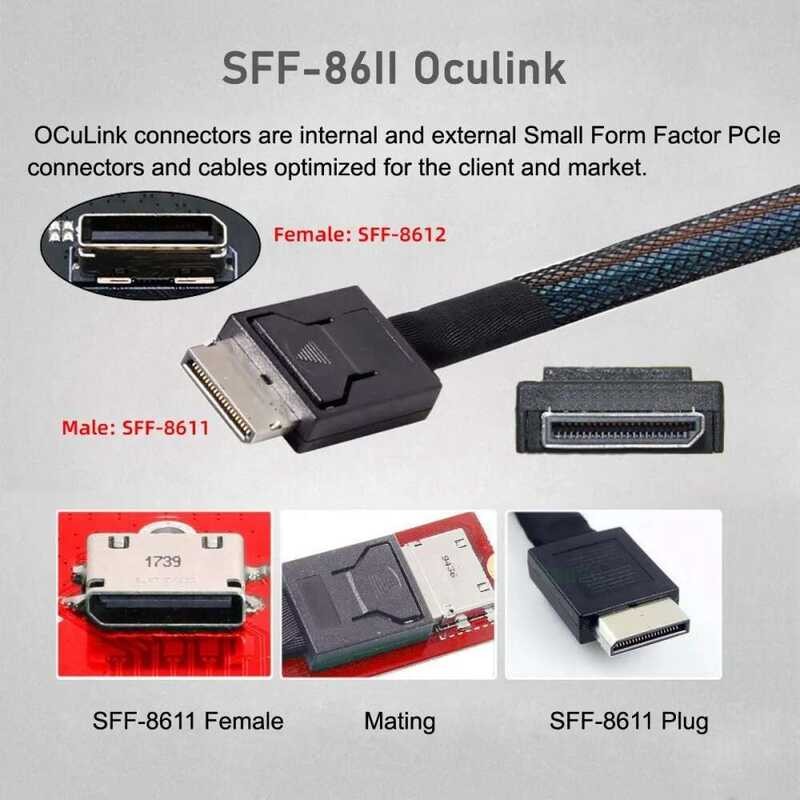 ▥ Ocuk สาย Pcie Pci-Express 4I ชาย Sff-8611 ข้อมูลที่มีคุณสมบัติเต็มรูปแบบสําหรับ GPD G1 Deg
