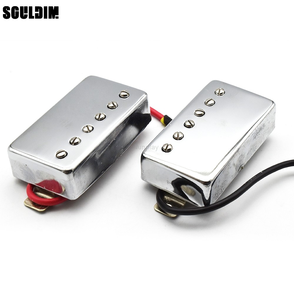 1 Pc Alnico 5 LP Humbucker ชุดปิ๊กอัพกีต้าร์ Chrome Neck & Bridge Alnico V Pickup Chrome