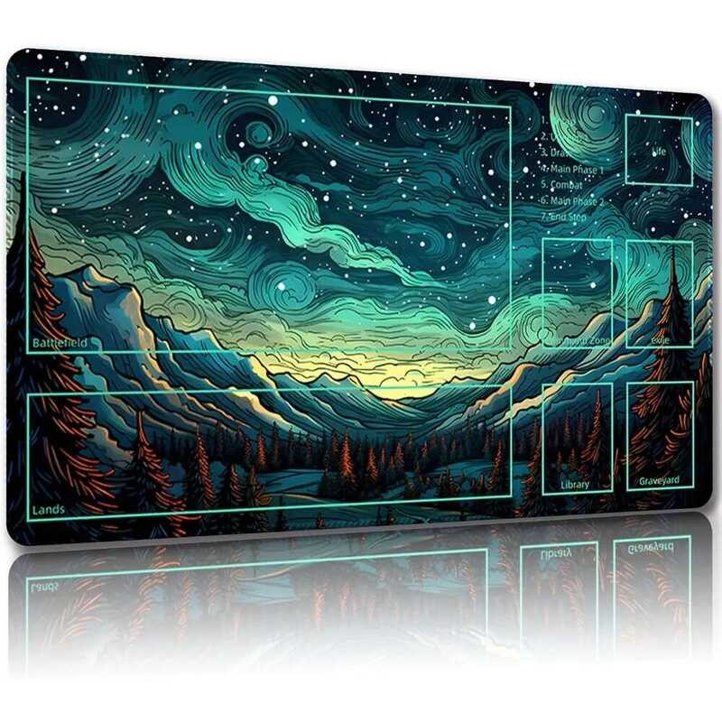 แผ่นรองเมาส์ Playmat สําหรับ MTG Gaming Mat 24 x 14 นิ้ว TCG และ Board GameMat สําหรับการ์ด Mousepad เสื่อโต๊ะ (พร้อมโซน,Magic pads 1)