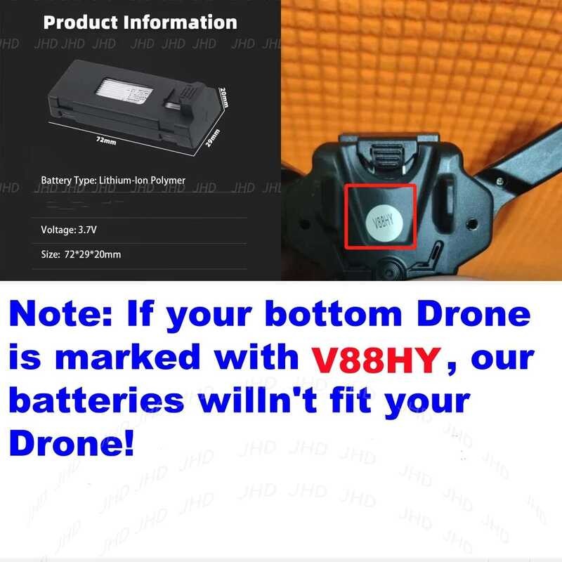 ❃ JHD ร้อน V88 Drone 8K 5G GPS Professional HD แบตเตอรี่เดิม 3.7V 3200Mah แบตเตอรี่สําหรับ V88p ❃
