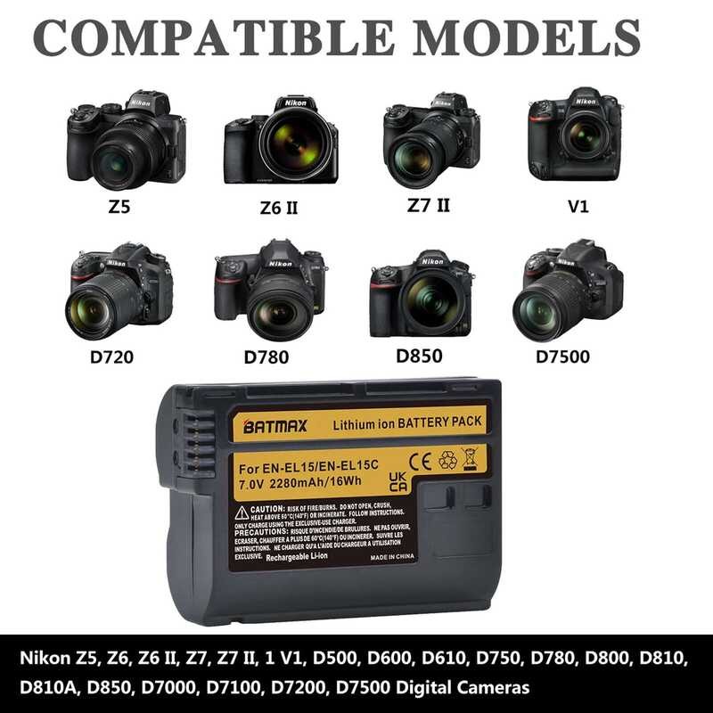 ❃ Batmax 2280Mahen El15 EN El15c แบตเตอรี่ Akku + LED Charger Type C สําหรับ Nikon ❃
