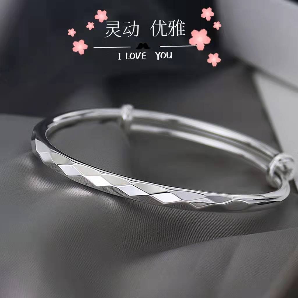 Jf Water Cube Diamond-Shaped 999 สร้อยข้อมือเงินแท้ฟรีแฟนแฟชั่น Mom สร้อยข้อมือเงินแข็ง