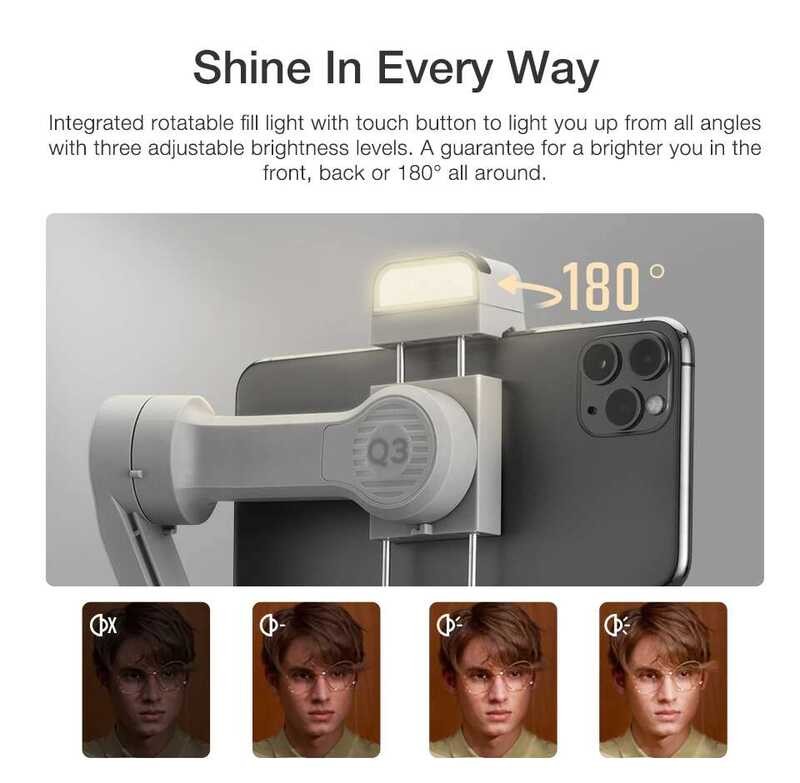 ▥ ZHIYUN อย่างเป็นทางการ SMOOTH Q3สมาร์ทโฟน Gimbal 3แกนขนาดกระเป๋าโทรศัพท์สำหรับสมาร์ทโฟน Iphon