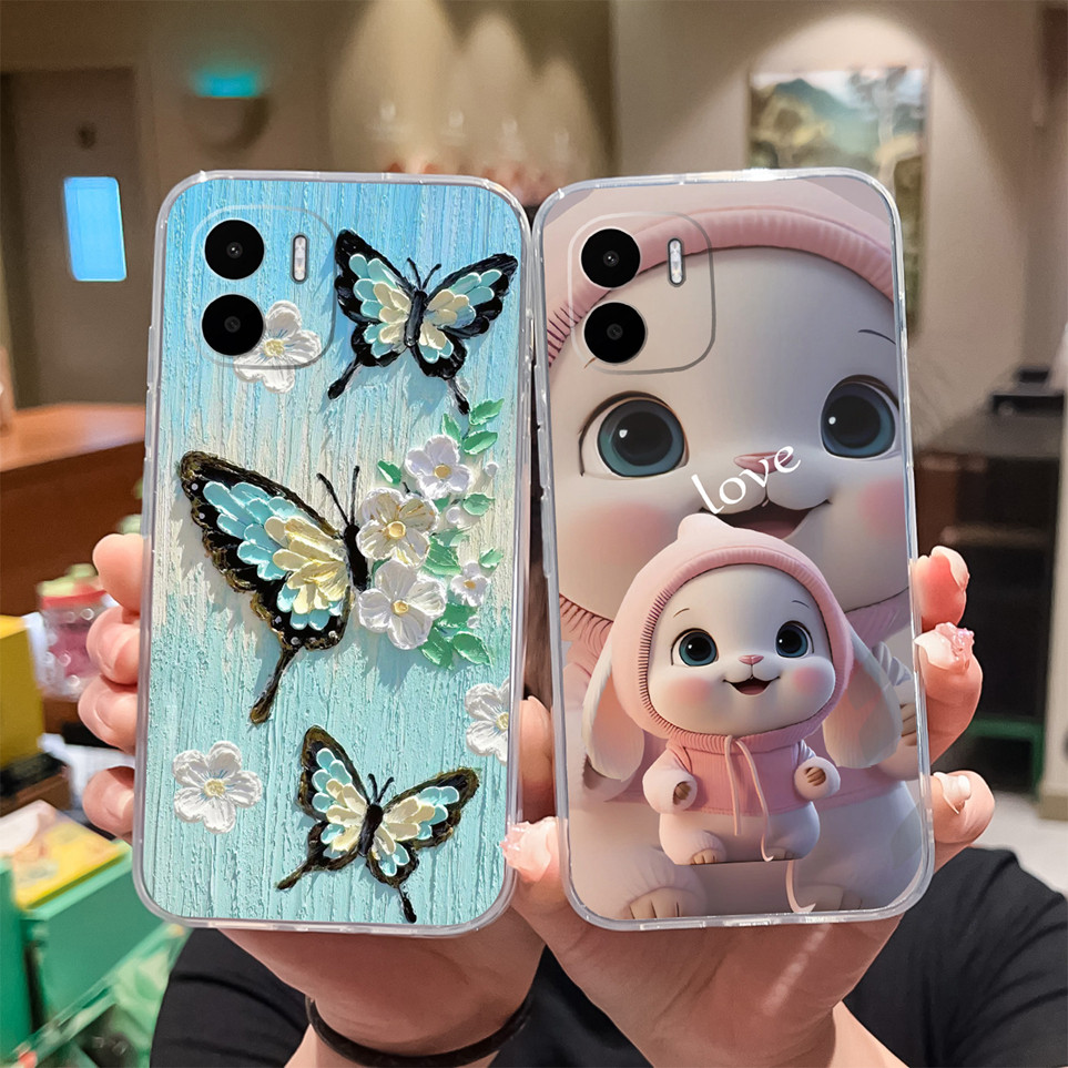 สําหรับ Xiaomi Redmi A1 A2 A1 + A2 + กรณี A3 เคสโทรศัพท์กระต่ายน่ารักผีเสื้อ Bow Shell Clear TPU ซิลิโคนนุ่มปกหลังสําหรับ A1Plus ที่อยู่อาศัย Redmi3 ปลอก Capa