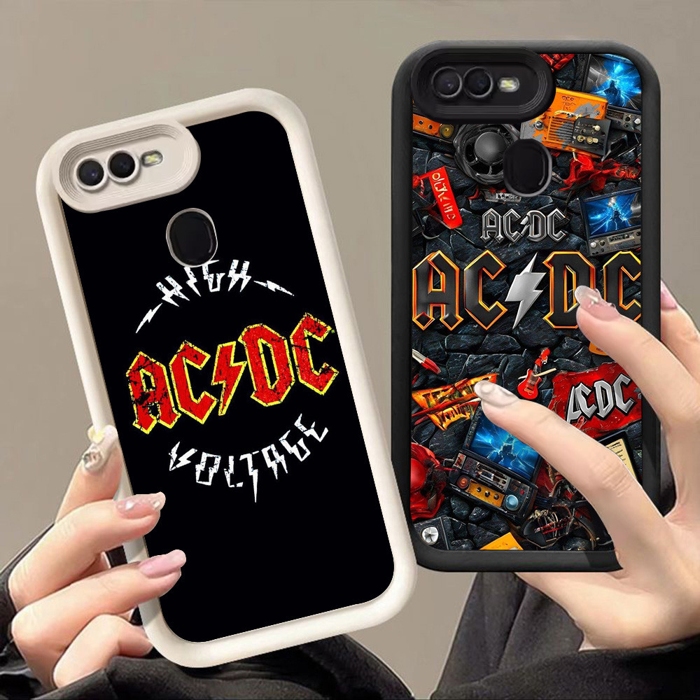 Q-28 ACDC Band Casing สีดําและสีขาวสําหรับ OPPO A11K A12 A12s A5S A7 A5 2025 A5i F9 Pro Case Cover