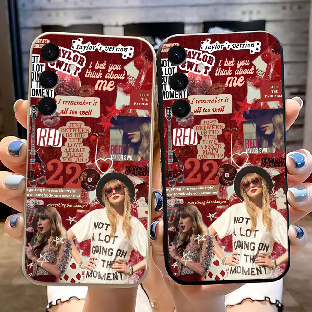 Hot Beauty นักร้อง Taylor Swift สีสันตรงขอบซิลิโคน TPU เคสโทรศัพท์สําหรับ Samsung S30 S25 S24 S23 S2