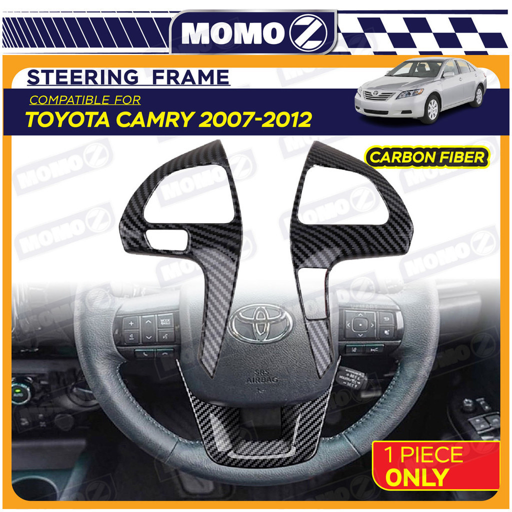 รถ Toyota CAMRY 2007 - 2012 ฝาครอบพวงมาลัย Garnish อุปกรณ์เสริม Shining สีดําปลอมคาร์บอนไฟเบอร์ Glos