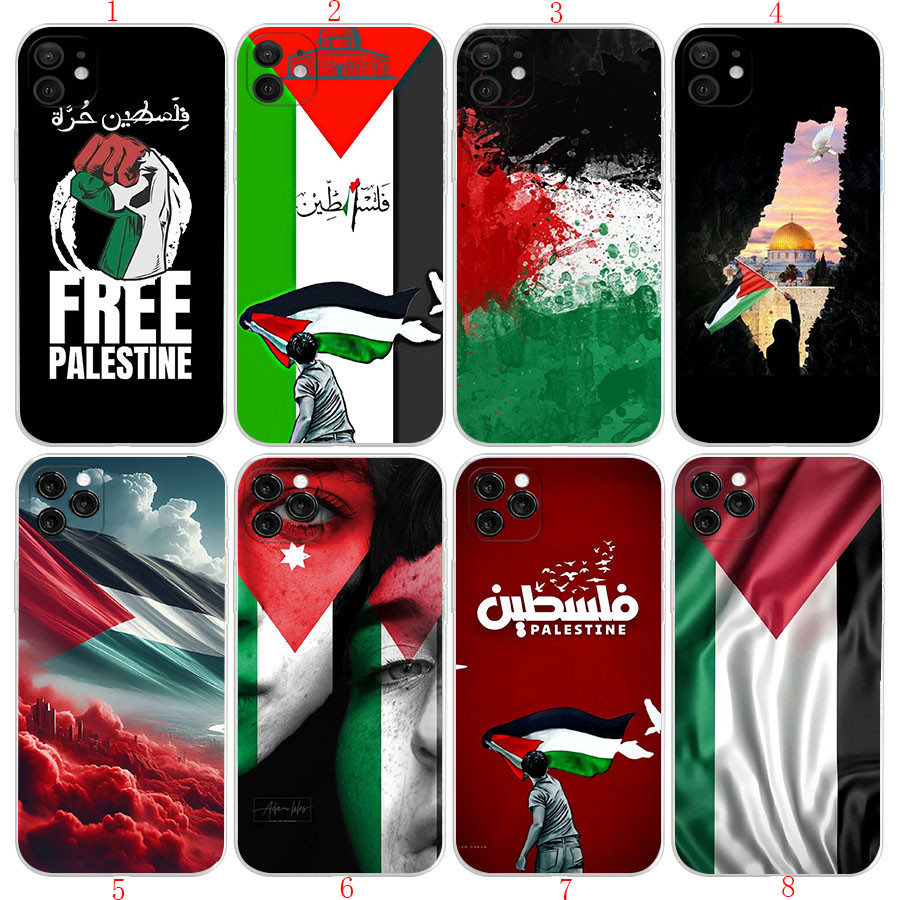 IPhone 11 11 Pro Max 12 13 Mini XR XS Max 12 13 Pro Max W53 ธงปาเลสเนียนเคสโทรศัพท์โปร่งใสนุ่ม