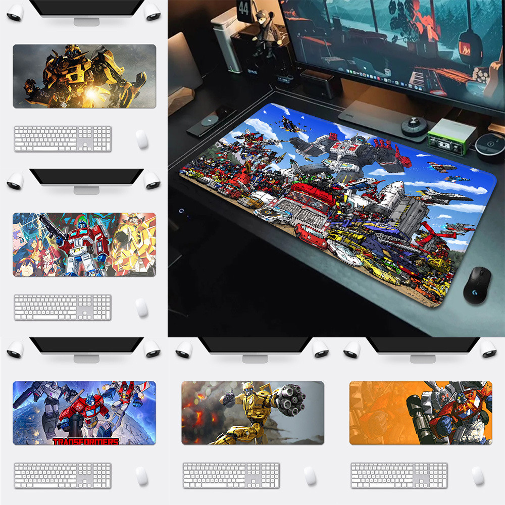 อะนิเมะ Transformers G1 รถหุ่นยนต์ Mousepad HD พิมพ์คอมพิวเตอร์ Gamers ล็อคแผ่นรองเมาส์กันลื่น XXL90x40 ซม.คีย์บอร์ด PC โต๊ะ Pad