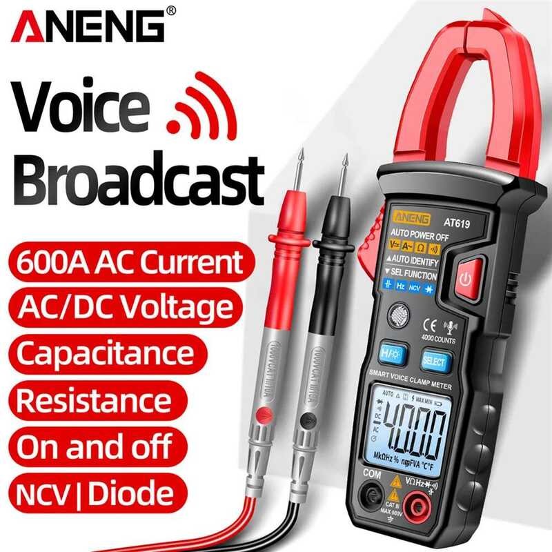 ▥ ANENG At619 Digital Clamp Multimeter Ac/Dc เครื่องทดสอบกระแสไฟฟ้า Voice Broadcast 4000 นับอัต