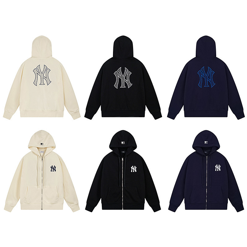♞,♘,♙ [คลังสินค้าพร้อม]  Mlb NY เสื้อสเวตเตอร์ถัก Hoodie ใหม่แฟชั่นเย็บปักถักร้อยแขนยาว O-คอ Hooded