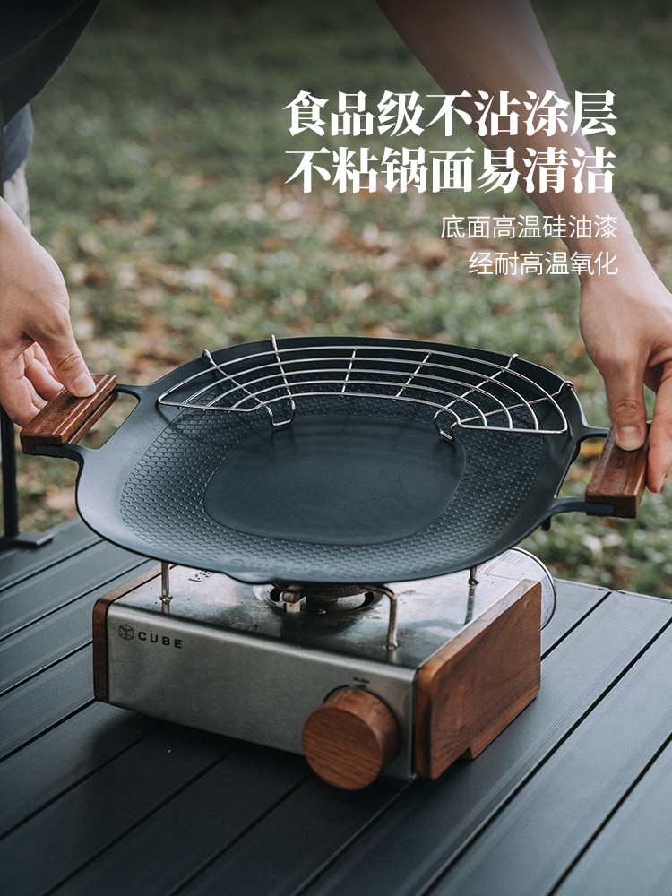 ♞,♘,♙JIH3Awada กลางแจ้ง Non-Stick กระทะไฟฟ้า Fire dual-Purpose Camping CASSETTE เตากระทะเกาหลีปิกนิ