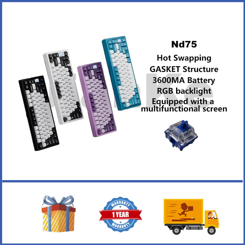 Chilkey ND75 คีย์บอร์ดอลูมิเนียมไร้สาย 75% RGB Hot Swappable คีย์บอร์ดเกมแบบกําหนดเอง