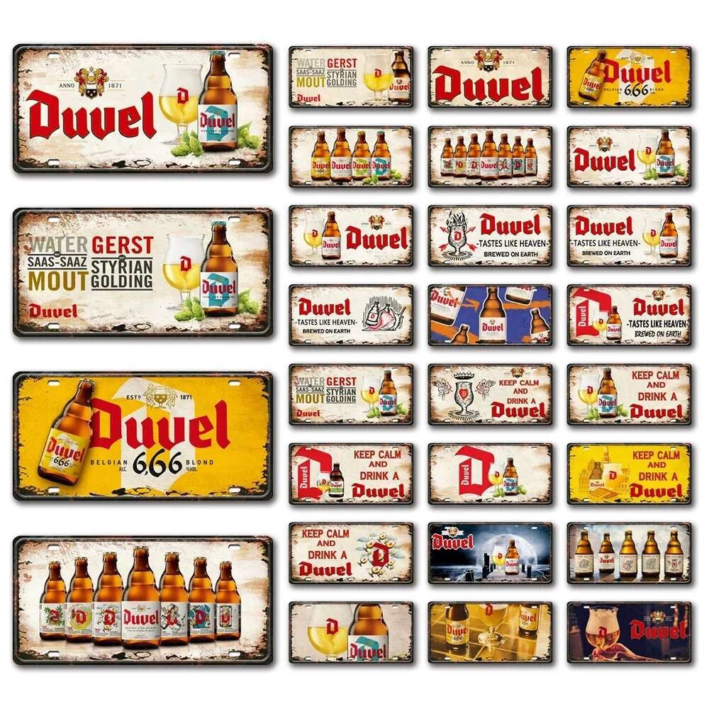 [ Mike86 ] Duvel Beer Tastes Like Heaven Brewed On Earth เบลเยียมไวน์วินเทจภาพวาดตกแต่ง DC-12 15*30 