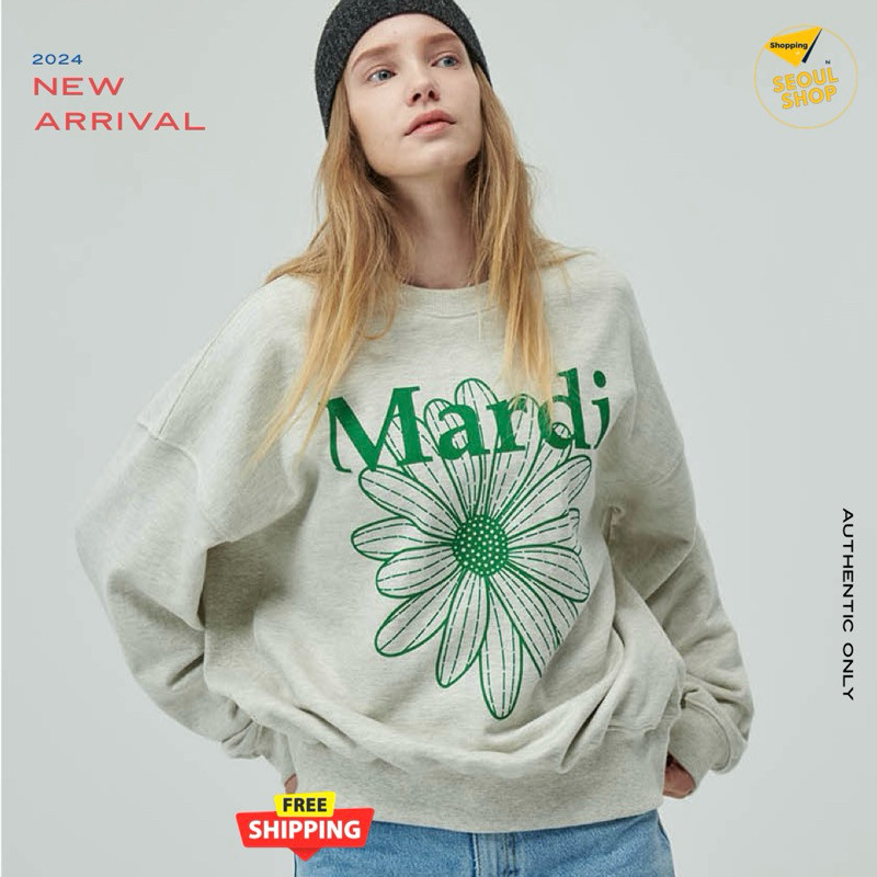 ♞,♘พร้อมส่ง Mardiของแท้ Sweater Flower Oatmeal Green XXG