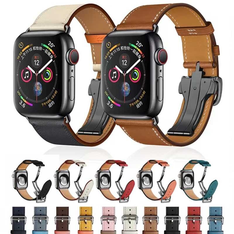 Apple สายนาฬิกา Watch สายหนังแท้ 49Mm 46Mm 45Mm 44Mm 42Mm 41Mm 40Mm Iwatch Ultra
