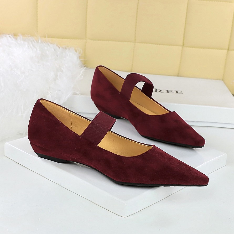 BIGTREE Simple Fashion Womens Shoes Pointed Toe Wedge Shoes 2cm