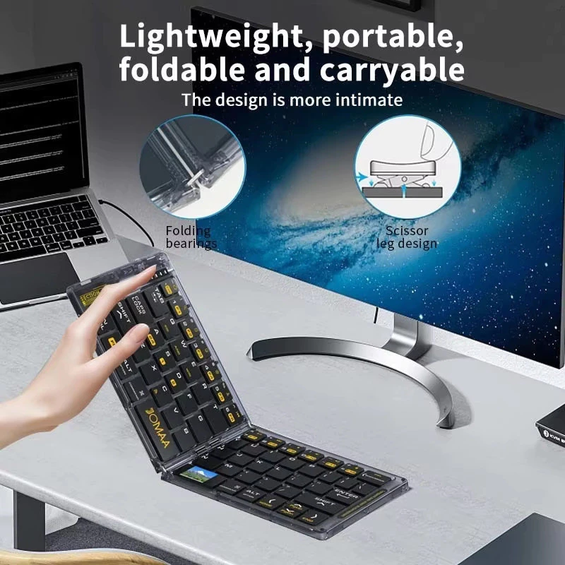 Jomaa คีย์บอร์ดไร้สายพับได้ โปร่งใส เชื่อมต่อ Bluetooth พร้อมเมาส์ thumbnail 6