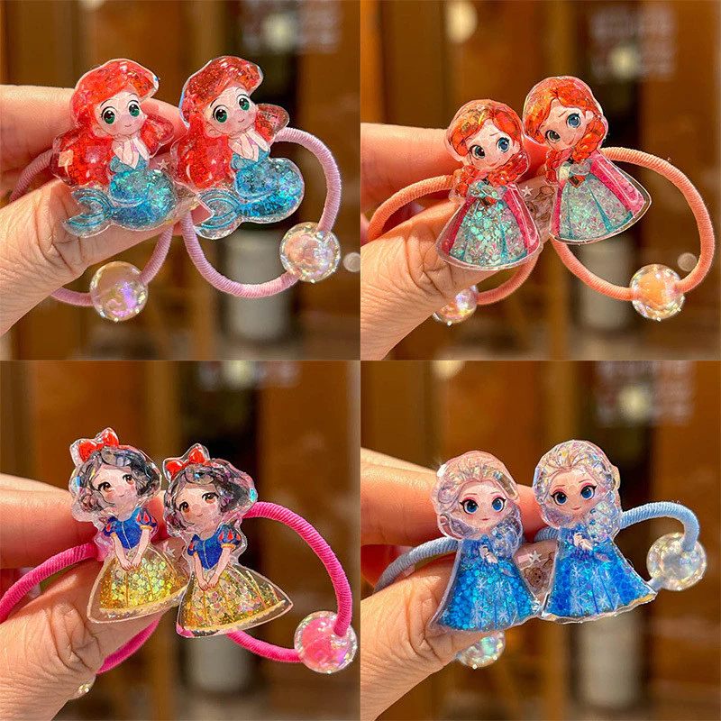 2ชิ้นใหม่ไฟกลางคืนน่ารักเจ้าหญิงสาววงผมยืดหยุ่นเด็กอุปกรณ์ผม
