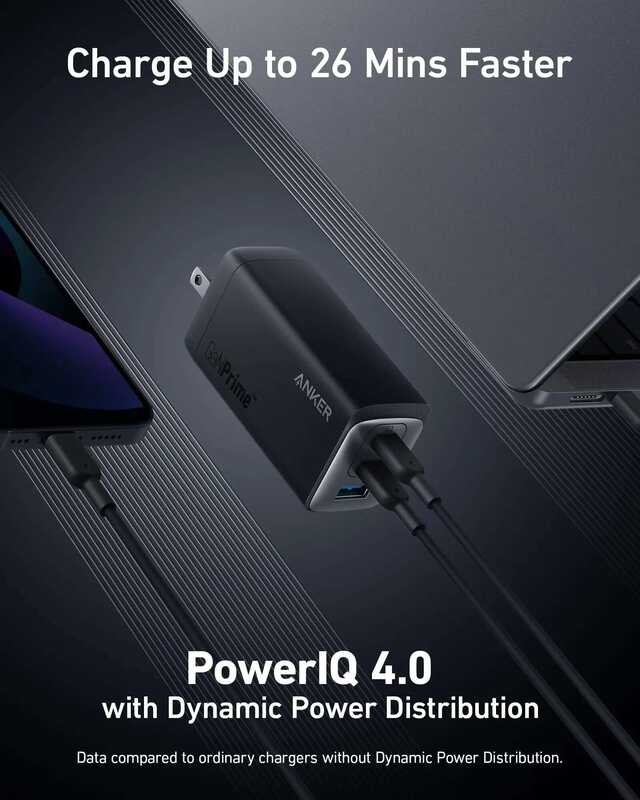 ▥ Anker 737 Ganprime 120W, PPS 3-Port Compact Wall Charger สำหรับ Book Pro/Air, Ipad Pro,Galaxy