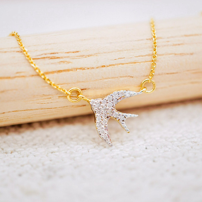 [ พร้อมส่ง ] สร้อยคอพร้อมจี้เพชรแท้น้ำ100  ทองคำแท้9K (ทอง37.5%) เพชรเบลเยี่ยมแท้ ขายได้ [9KPN186]