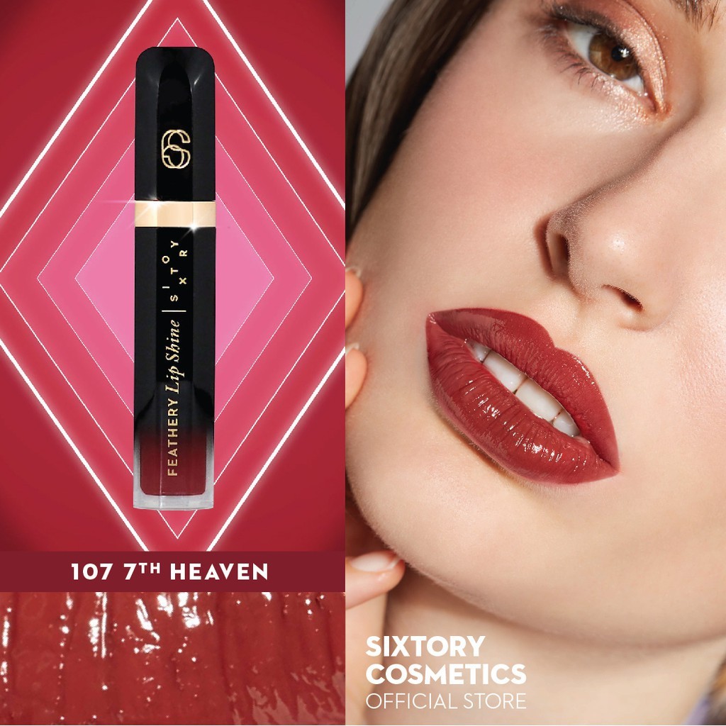 ลิปกลอส 107 SIXTORY Feathery Lip Shine ลิปสูตรฉ่ำเบาพิเศษ ชุ่มชื้น ไม่เหนียว ลิปสีแดงตุ่น (เครื่องส