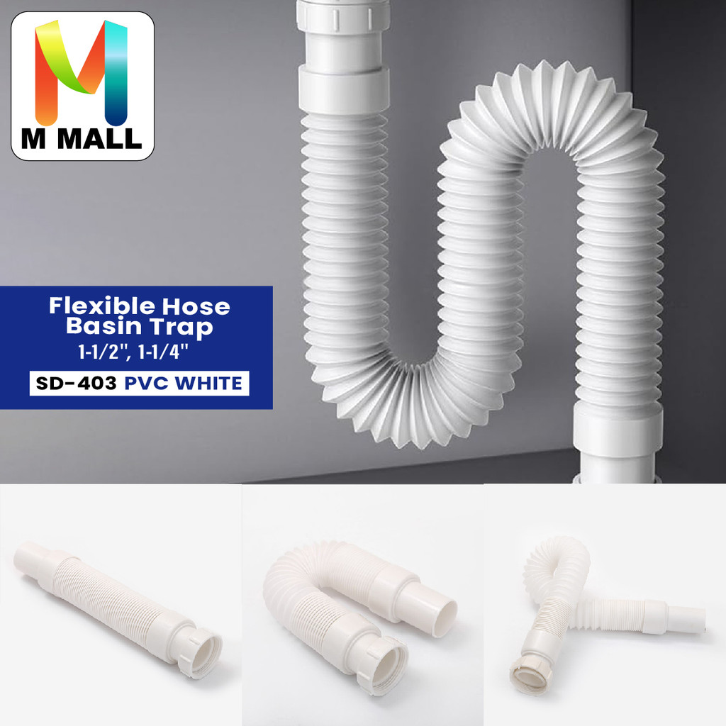 1-1/2" , 1-1/4" SD-403 PVC สีขาว FLEXIBLE HOSE BASIN TRAP PLUBING HOSE & PIPES