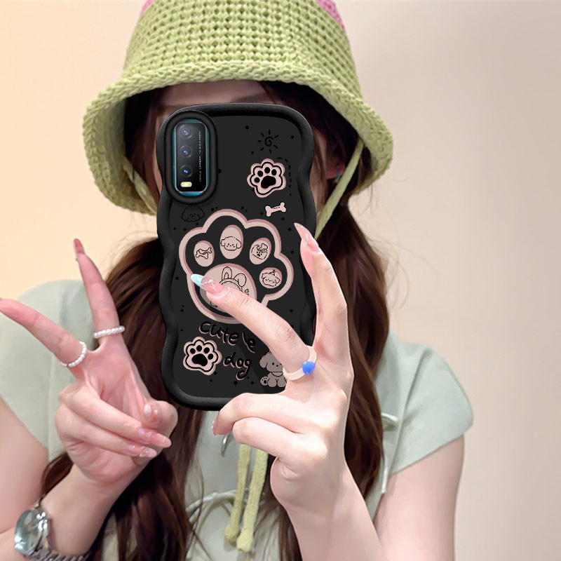 การ์ตูนน่ารักสุนัขแมว Claw เคสโทรศัพท์สําหรับ VIVO Y01 Y01A Y02A Y02T Y02S Y3S Y11 Y12S Y15S Y16 Y17S Y20 Y20i Y21S Y21A Y22S Y33S Y22T Soft Shell Y33S Y22T Soft Edge