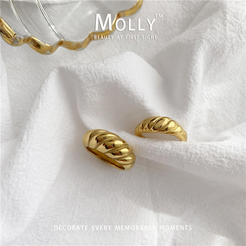 สแตนเลสแหวนออกแบบด้ายฝรั่งเศสสําหรับผู้หญิง,non Tarnish Gold Plated Hypoallergenic Minimalist Non Fade เครื่องประดับ