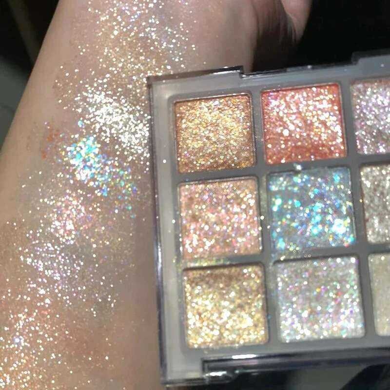 ▥ 9 สีเลื่อม Glitter Eye Shadow แผ่น Fine Shimmer Highlighter อายแชโดว์ที่ละเอียดอ่อน Pearlesce