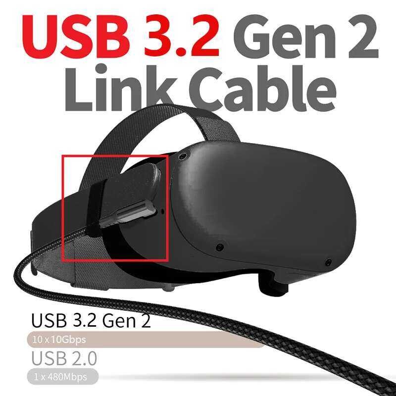 ▥ 5 M/6 M/7 M ถึงประเภท FAST CHARGE CABLE Oculus 2 VR สาย 10Gbps USB C Type-C Charger k สําห