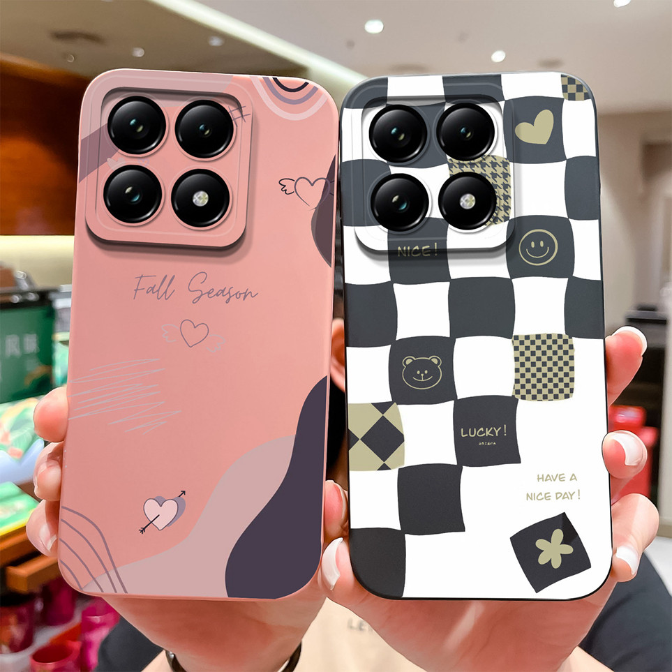 เคสโทรศัพท์สําหรับ Xiaomi 14T 14T Pro แฟชั่นสีดําสีขาวตรวจสอบเลนส์ซิลิโคนอ่อนนุ่มป้องกันปกหลังสําหรับ MI14 T ปลอก Capa สําหรับ 14TPro กรณีเชลล์กันชน