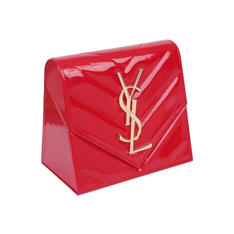 YSL/Yves Saint Laurent 2024 Valentine's Day Limited Cosmetic Bag Empty Box กระเป๋าหนังสีแดง Premium