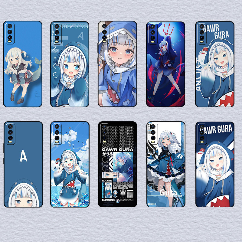 แฟชั่นสําหรับ Vivo V19 V20 SE V21 V21E V23 V25 V25E Pro Gawr Gura นุ่มสีดํา TPU เคสโทรศัพท์