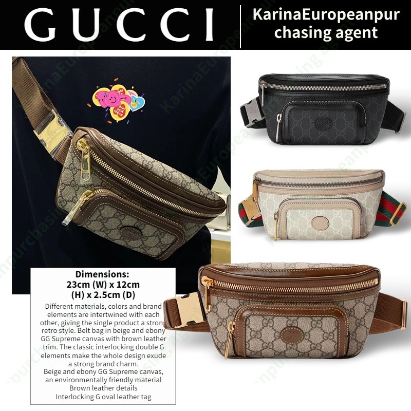 กุชชี่Gucci GG Retro Men/Belt Bags ผู้ชายและผู้หญิง/สไตล์เดียวกัน/กระเป๋าคาดเอว/กระเป๋าคาดอก/กระเป๋