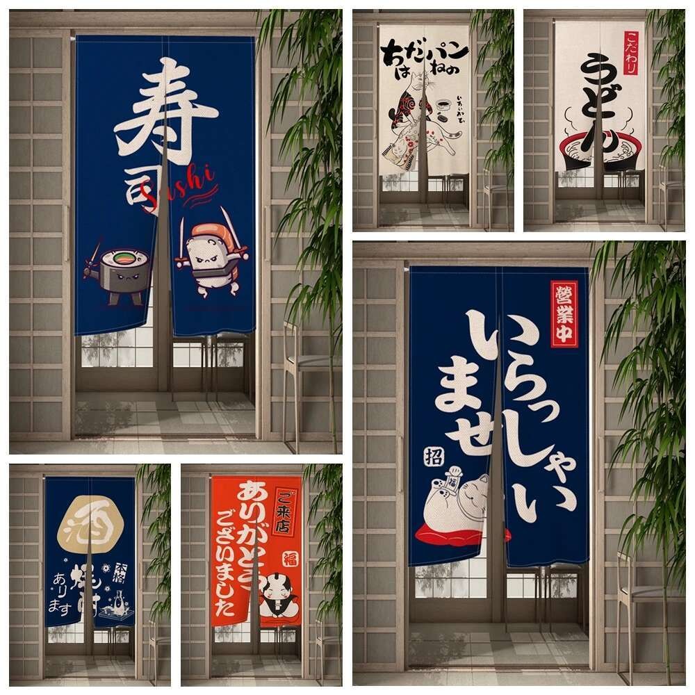 ญี่ปุ่น อิซากายะ ประตู Curatins ซูชิห้องรับประทานอาหาร Doorway Partition ผ้าม่านห้องครัว Art ม่านประตูตกแต่งครึ่งแขวนผ้าม่าน