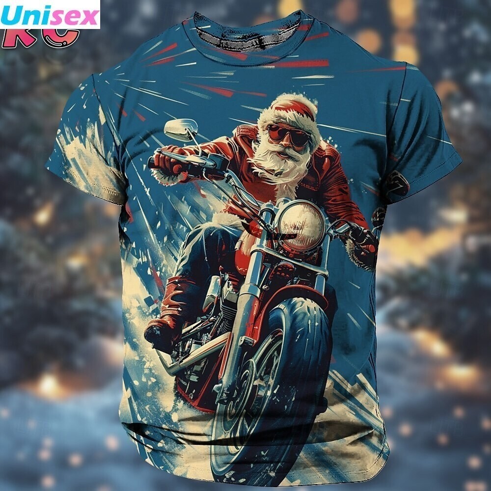 2025 Merry Christmas เสื้อยืด Man T เสื้อ Fully Sublimative Microfiber Santa Claus เสื้อยืดผู้ชาย