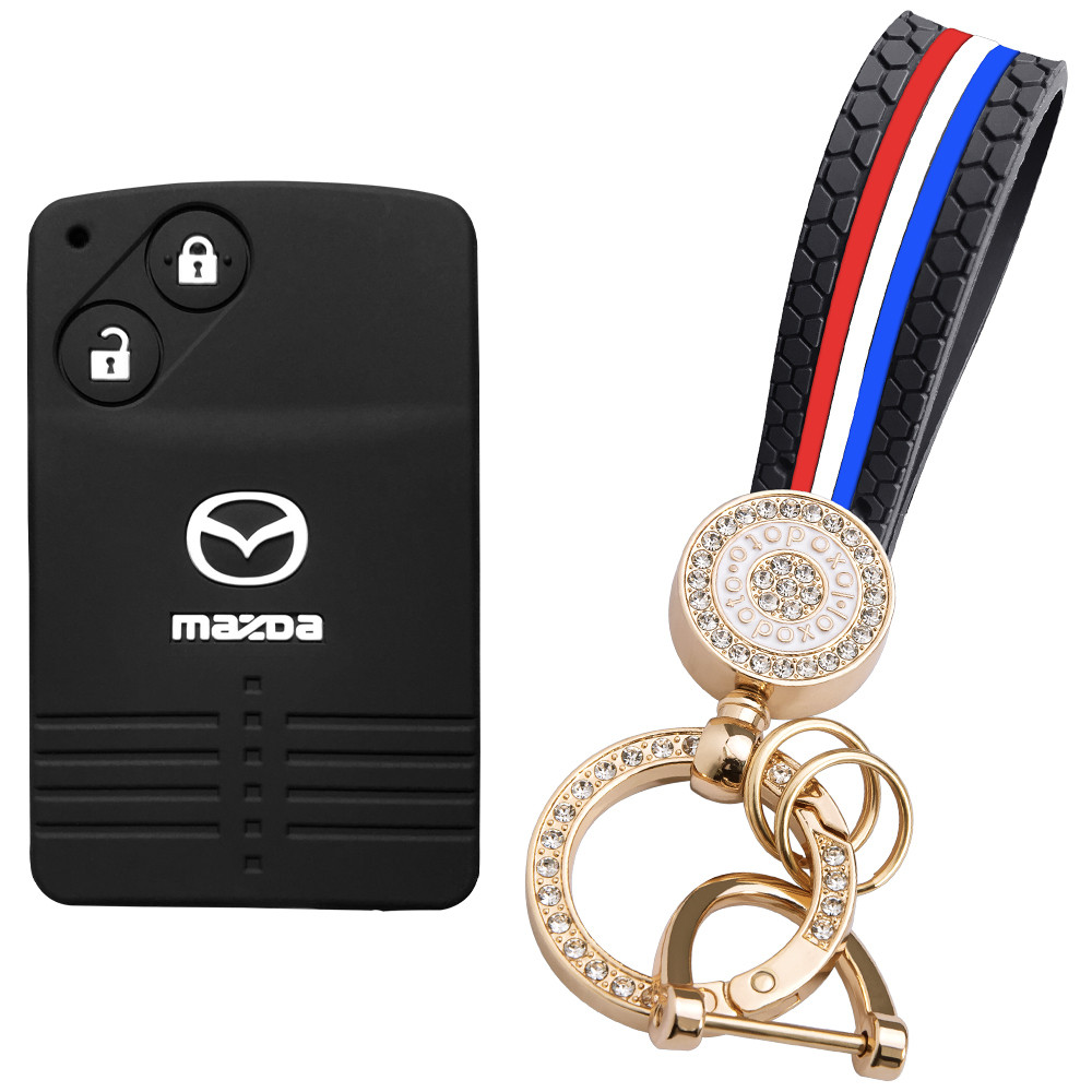 Mazda 3 5 6 8 CX-7 X7 Key holder CX9 RX8 RX-8 Miata MX5 Verisa Premacy 2Button อุปกรณ์เสริม Keyless Shell แจ็คเก็ตซิลิโคน Key Case ฝาครอบระยะไกล - รูปที่ 3