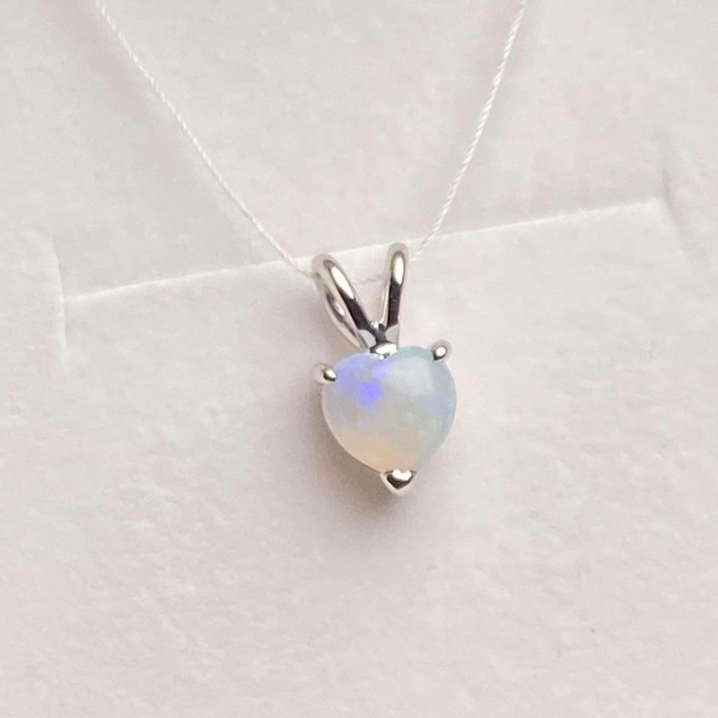 ( โค้ด DMEBK ลด 120.-) winterwinter silver925 : สร้อยคอเงินแท้ พลอยแท้ทรงหัวใจ Opal/Ruby/Ceylon sap