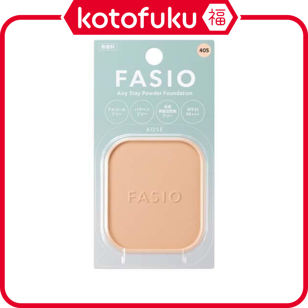 Japan KOSE Fasio Airy Stay Powder Foundation Refill 405 Light Ocher