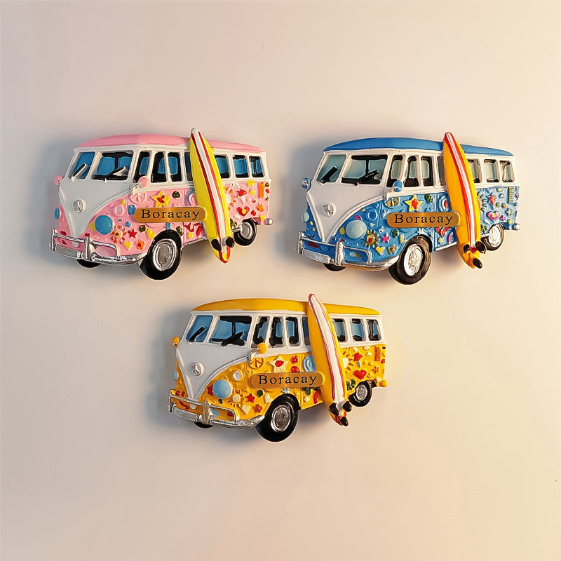 แม่เหล็กติดตู้เย็นสร้างสรรค์แม่เหล็ก Boracay Island Travel Commemorative Hand-painted Beach RV ตกแต่