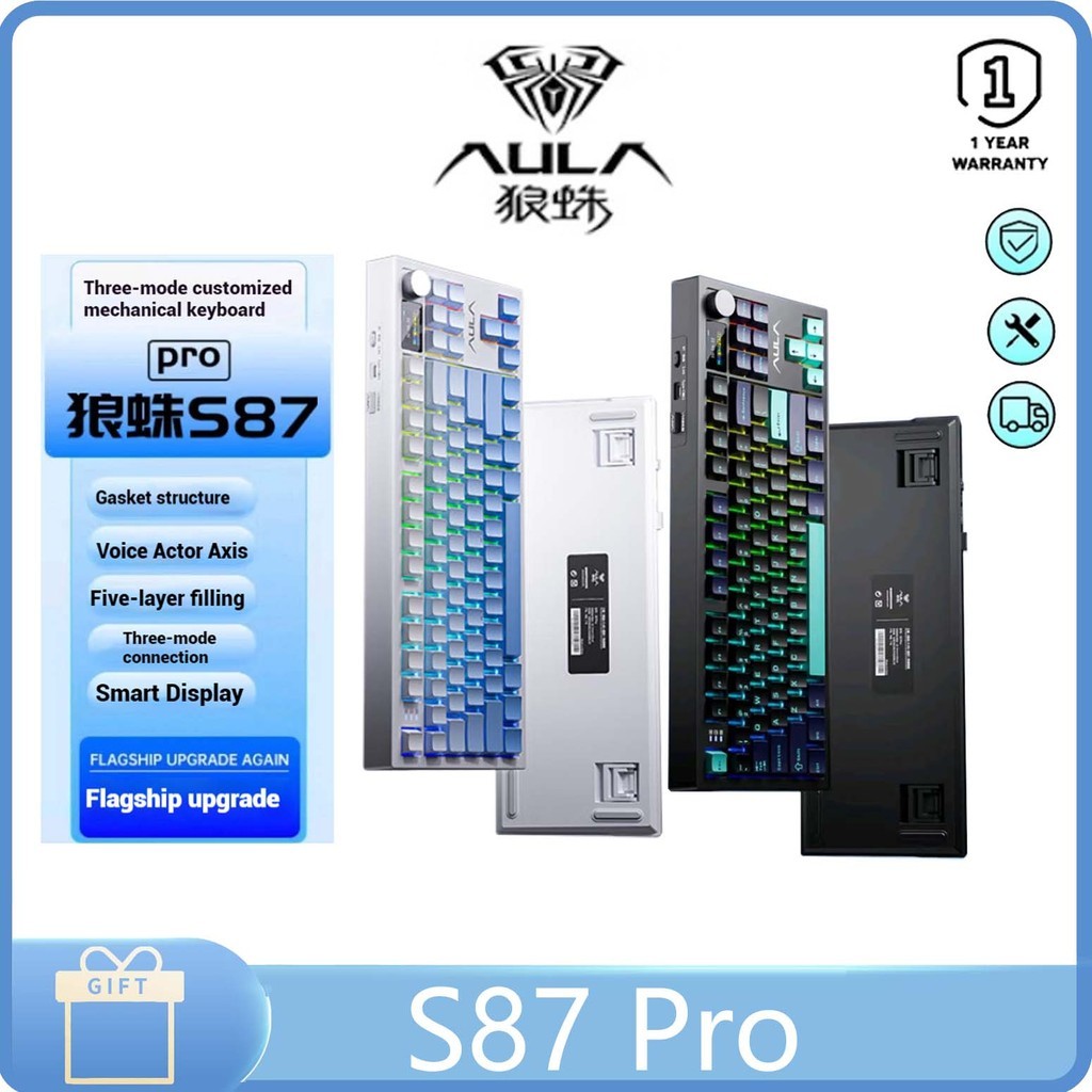 AULA S87pro side engraved mechanical keyboard side engraved customized wired/wireless/Bluetooth thr