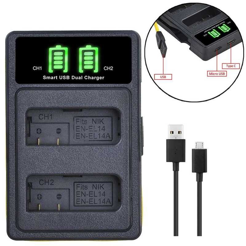 ▥ 1500Mah En-El14 En-El14a Enel14 แบตเตอรี่สําหรับ Nikon D3100 D3200 D3300 D3400 D3500 D5600 D5