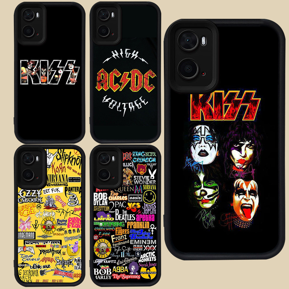 R25 Rock Band ปลอกสีดําสําหรับ OPPO K10 A36 A77S A57S A76 A77 A96 A57E A57