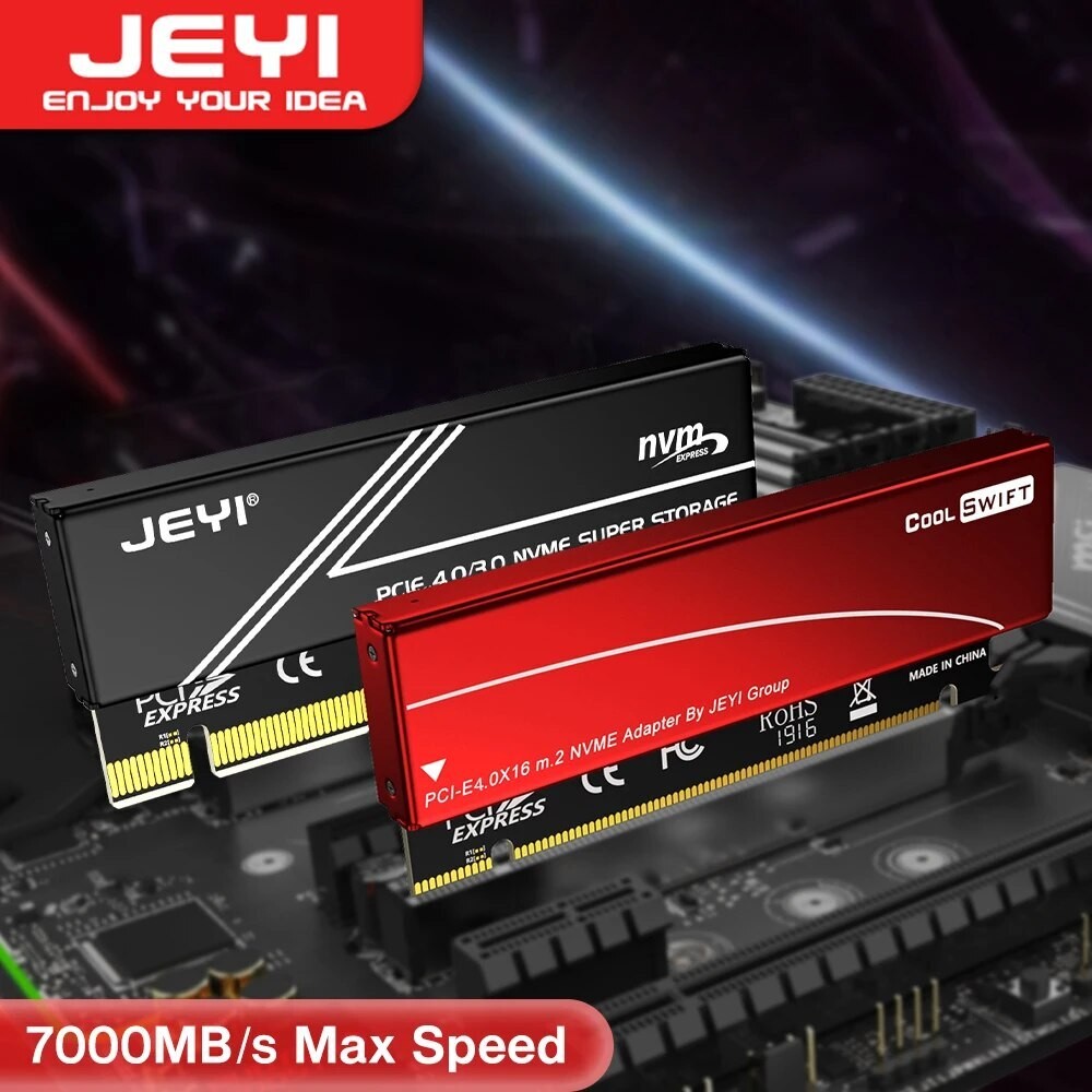 JEYI M.2 NVME ถึง PCIE 4.0 X16 อะแดปเตอร์, PCIe X16 Gen4 การ์ดขยายอลูมิเนียมฮีทซิงค์สําหรับ Samsung 