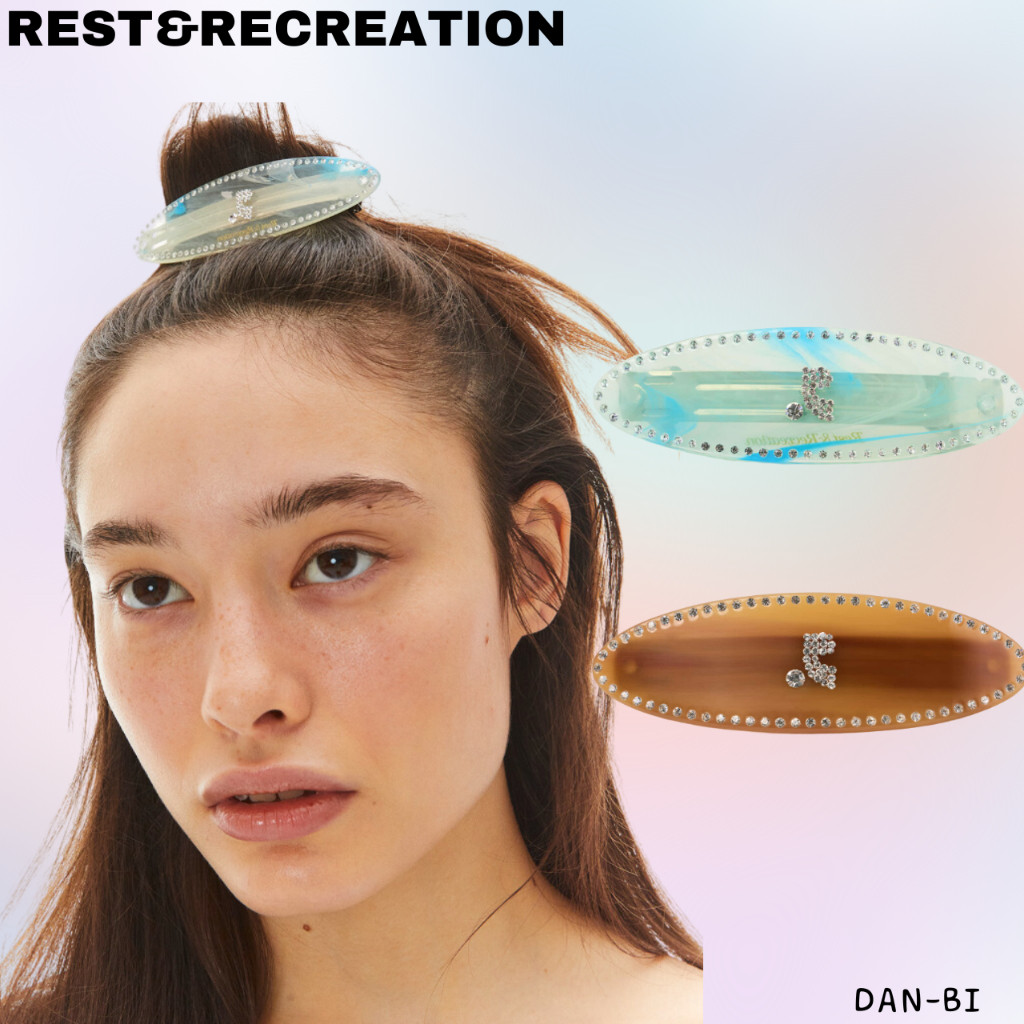 ♞[REST&RECREATION] Rr โลโกแฮร์พิน แบบใส สีน้ําตาล ของแท้ 100% XSD